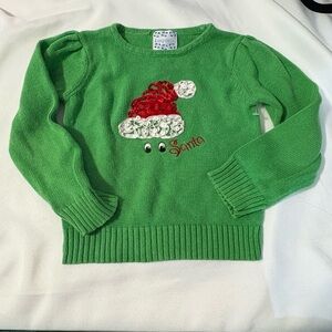 Empress Girls size 5 Santa‎ Clause Sequin Holiday Christmas Sweater green